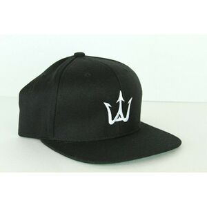 W embroidered logo snapback hat black white GREEN BRIM Yupoong wool blend